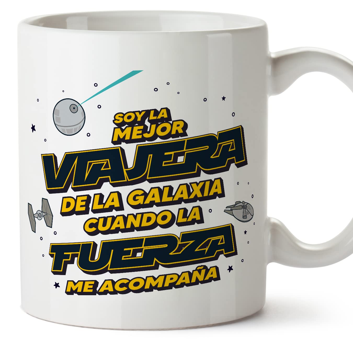 MUGFFINS Tazas para JEFE hombre - En Español - Mejor de la Galaxia Cuando Fuerza me Acompaña - 11 oz / 330 ml - Regalo original y divertido — view 506