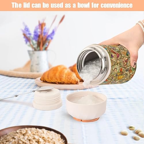 Miniatura 6 de MCHIVER Tarot Cards - Tarro de comida con cuchara de acero inoxidable aislado al vacío, contenedor de alimentos de 17 onzas para comida caliente