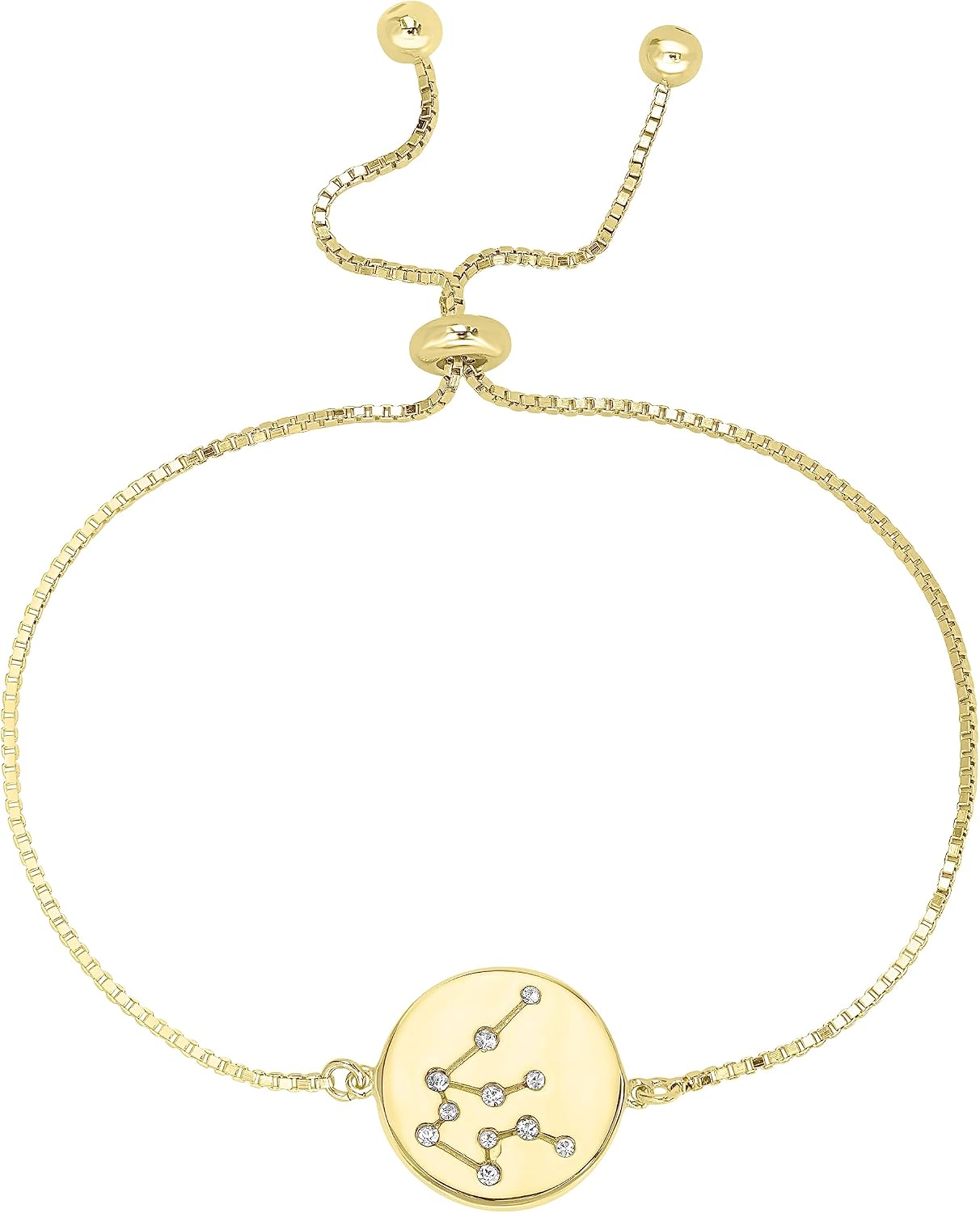 Zodiac Sterling Silver Crystal Bracelet with 9 Inch Adjustable Chain Birthmonth Bracelet - Jewelry Gift for Womens - Birthday, Wedding, and Anniversary