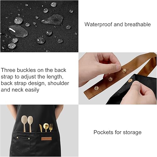 Miniatura 4 de DILLMAN Delantales de arte para hombres y mujeres, pintura de cerámica, para hornear, correas en la espalda en H, delantal de cocina con bolsillos