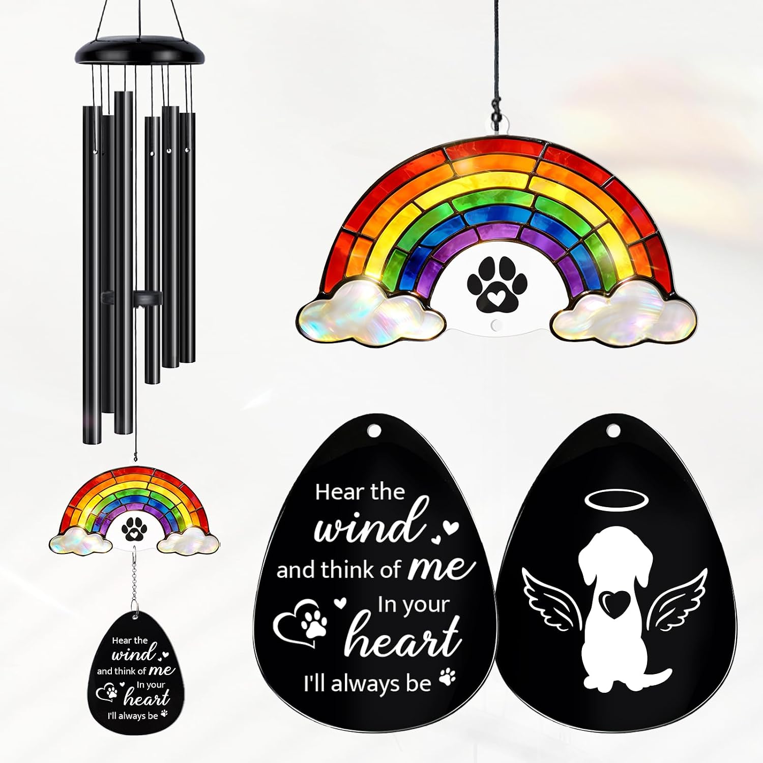 Dog Memorial Gifts for Loss of Dog, 29.9" Pet Memorial Wind Chimes, Rainbow Bridge Dogs Passing Away Gifts, Loss of a Dogs Sympathy Gift, Pet Remembrance Bereavement Gift