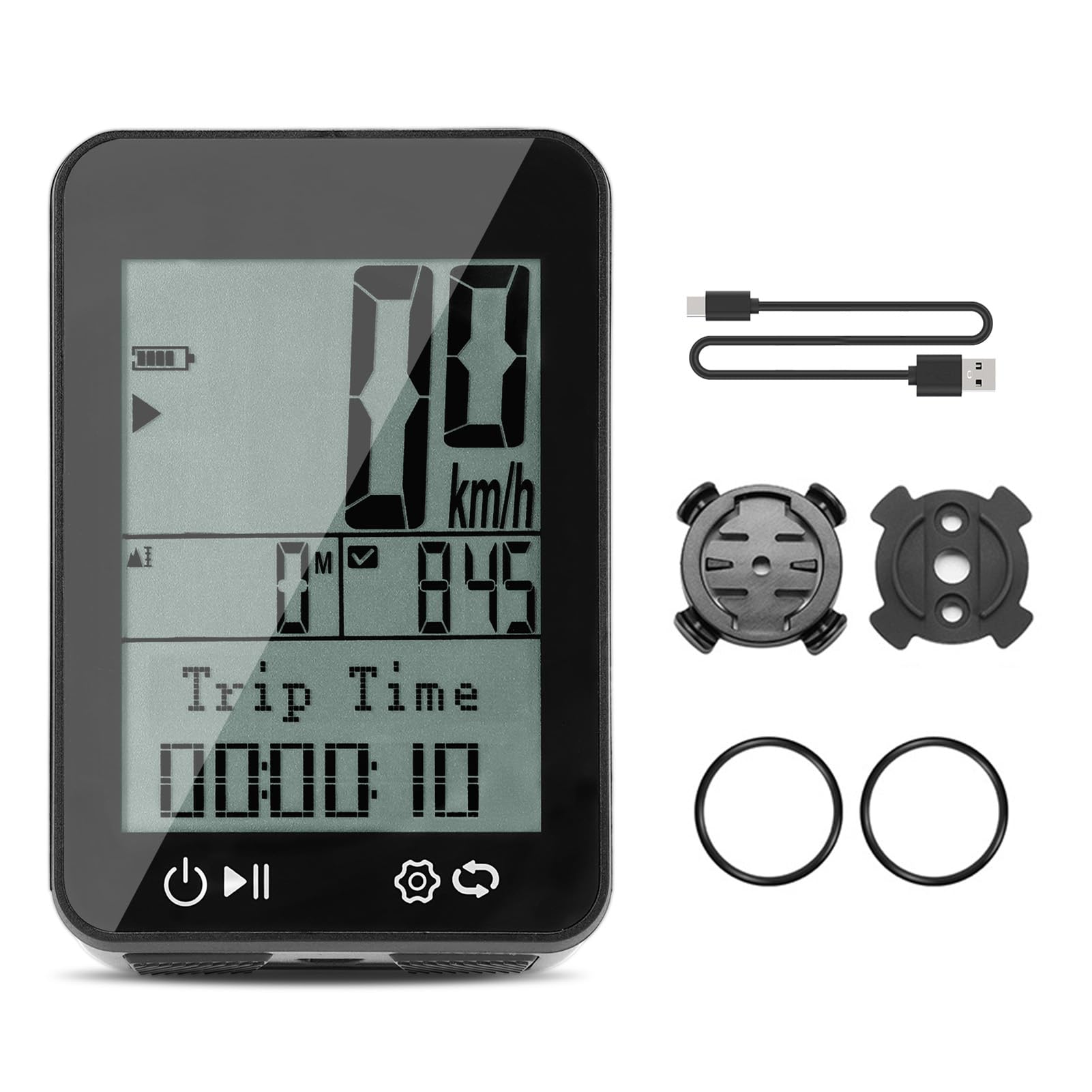 GPS IPX7 Bike Counter, Rain -Watered, 2,4 -pollici Schermo FSTN, Guida Notturna, Distanza, velocità, Altitudine, Tempo, Contachilometri e Contanti della velocità