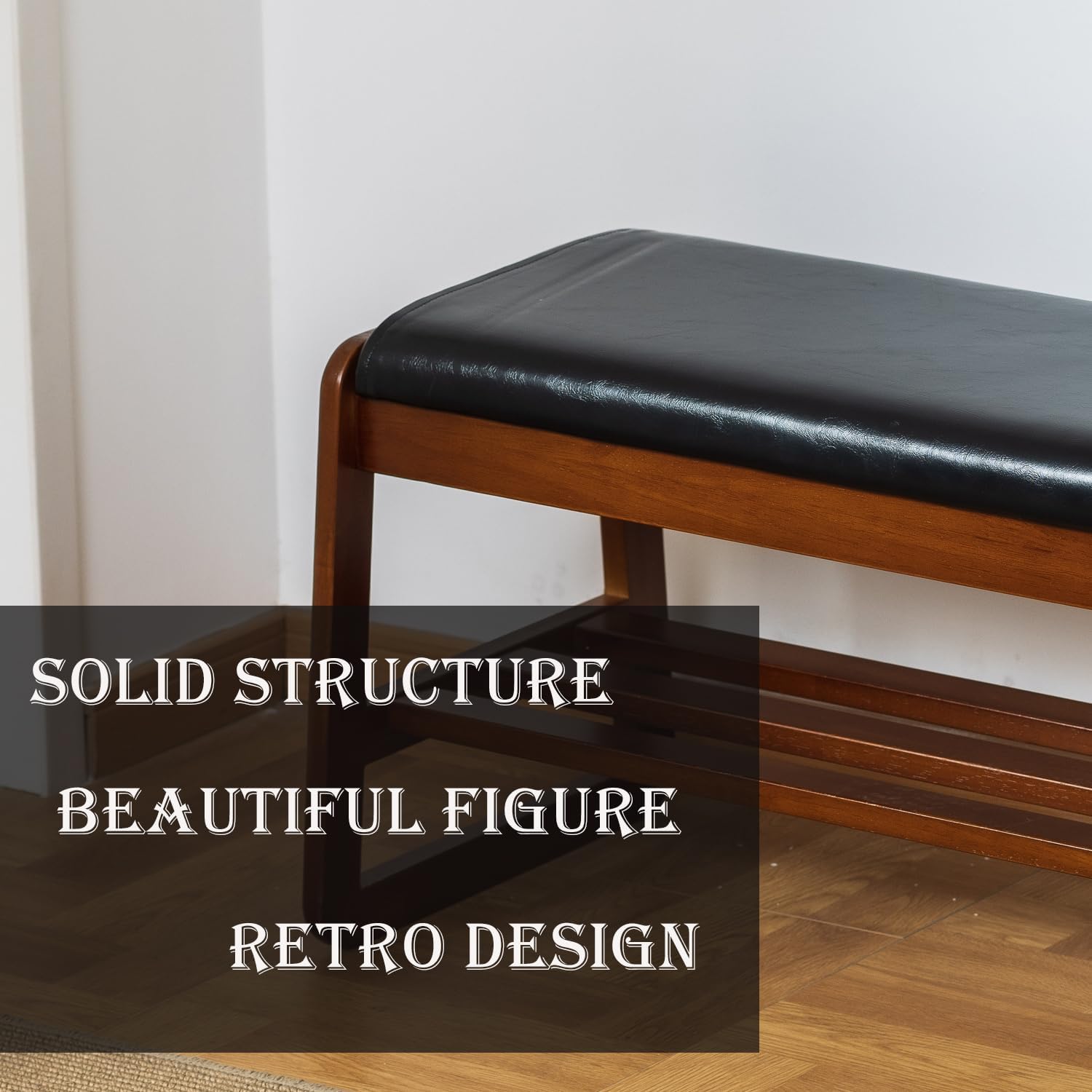 latifolia Shoe Rack Bench, Entryway Shoe Bench with Cushion, Flip-Open Storage Compartment, 2-Tier Shoe Organizer(Black,31.50''L)