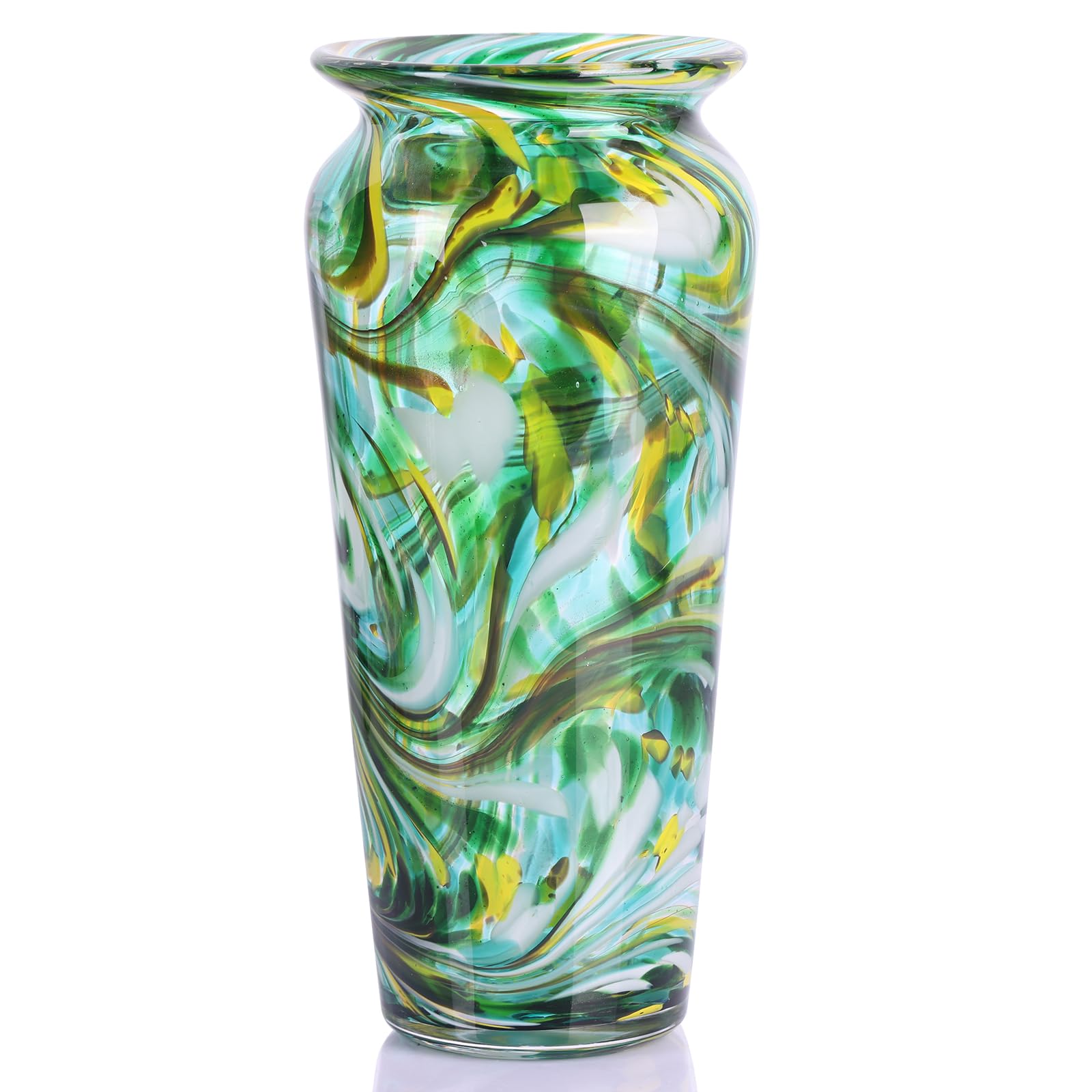 PlivBloom Green Hand Blown Glass Vase