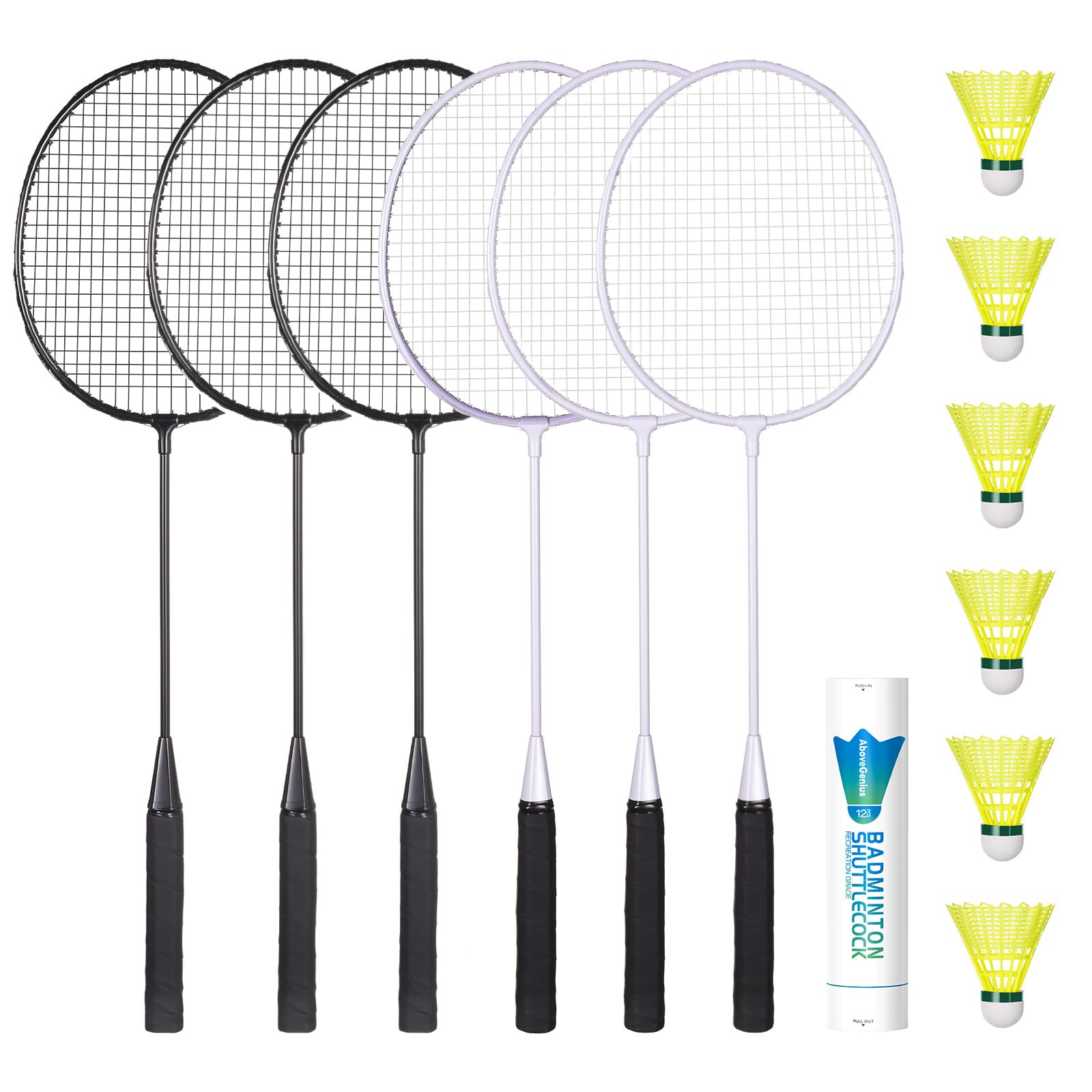 Badminton Rackets Set, 2/3 Color Lightweight Badminton Set Includ 6/12 PCS Rackets, 6/12 Birdies, Outdoor Backyard Games, Racquets for Family Beginner