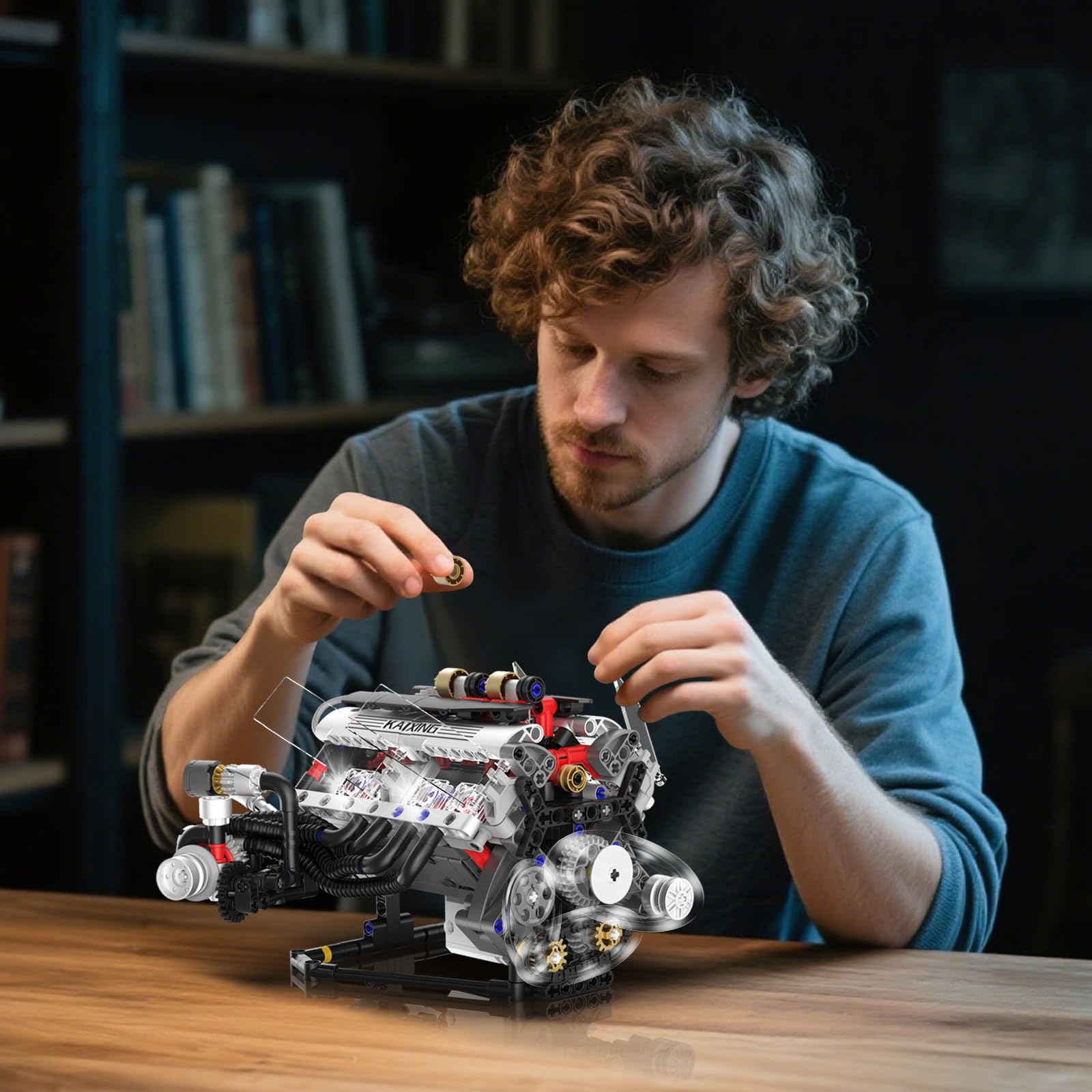 V8 Engine Kits That Works Building Sets,Car Engine Model Kit with Motor and Lights,Visible Piston Movement Mechanical STEM Toy for Car Enthusiasts Adults,Kids(715PCS)