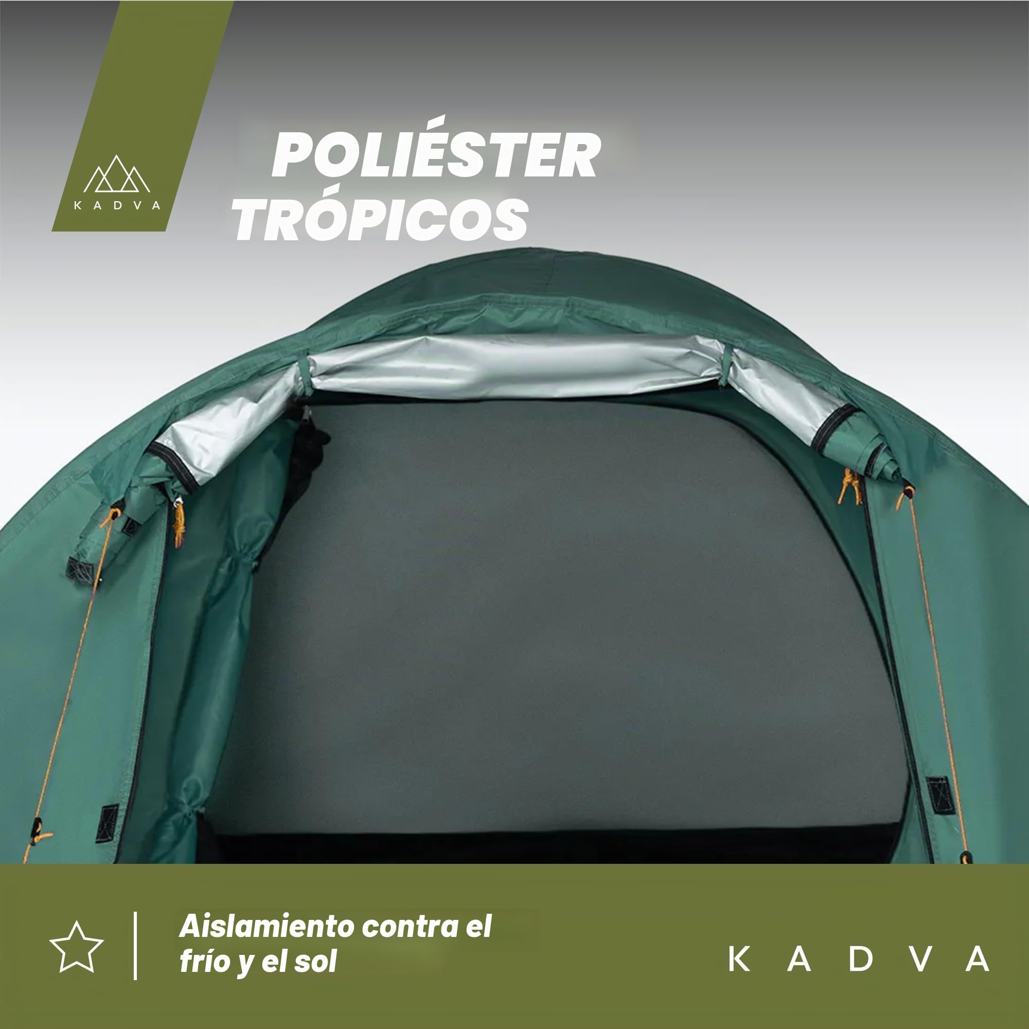 KADVA Tienda de Campaña CAMPdome 3 Cúpulas para 3 Personas 270 x 210 x 125 cm Impermeable Ligera y Duradera Estructura de Fibra de Vidrio Ideal para Acampadas y Senderismo Verde|Azul
