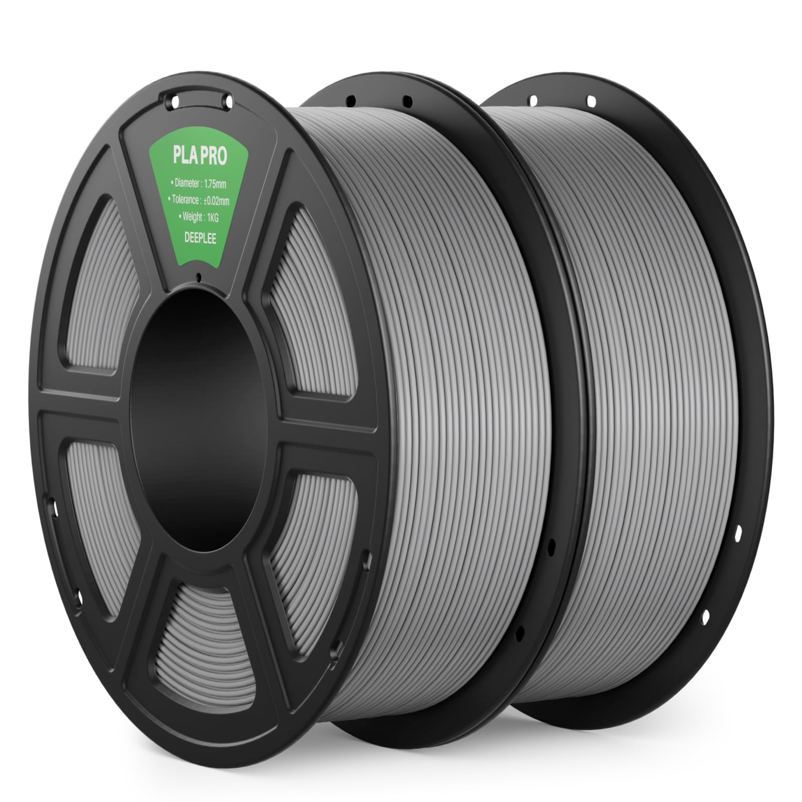DEEPLEE PLA PRO Filamento 1.75mm, Filamento de Impresora 3D de Mayor Tenacidad, Precisión Dimensional +/- 0.02 mm, Bien Enrollado, Fácil de Imprimir, para Mayoría de Impresoras 3D FDM 2KG Gris