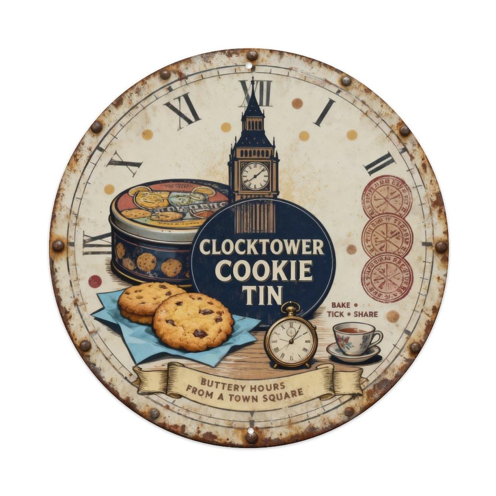 Clocktower Cookie Tin Sign Metal Tin Sign Plaque