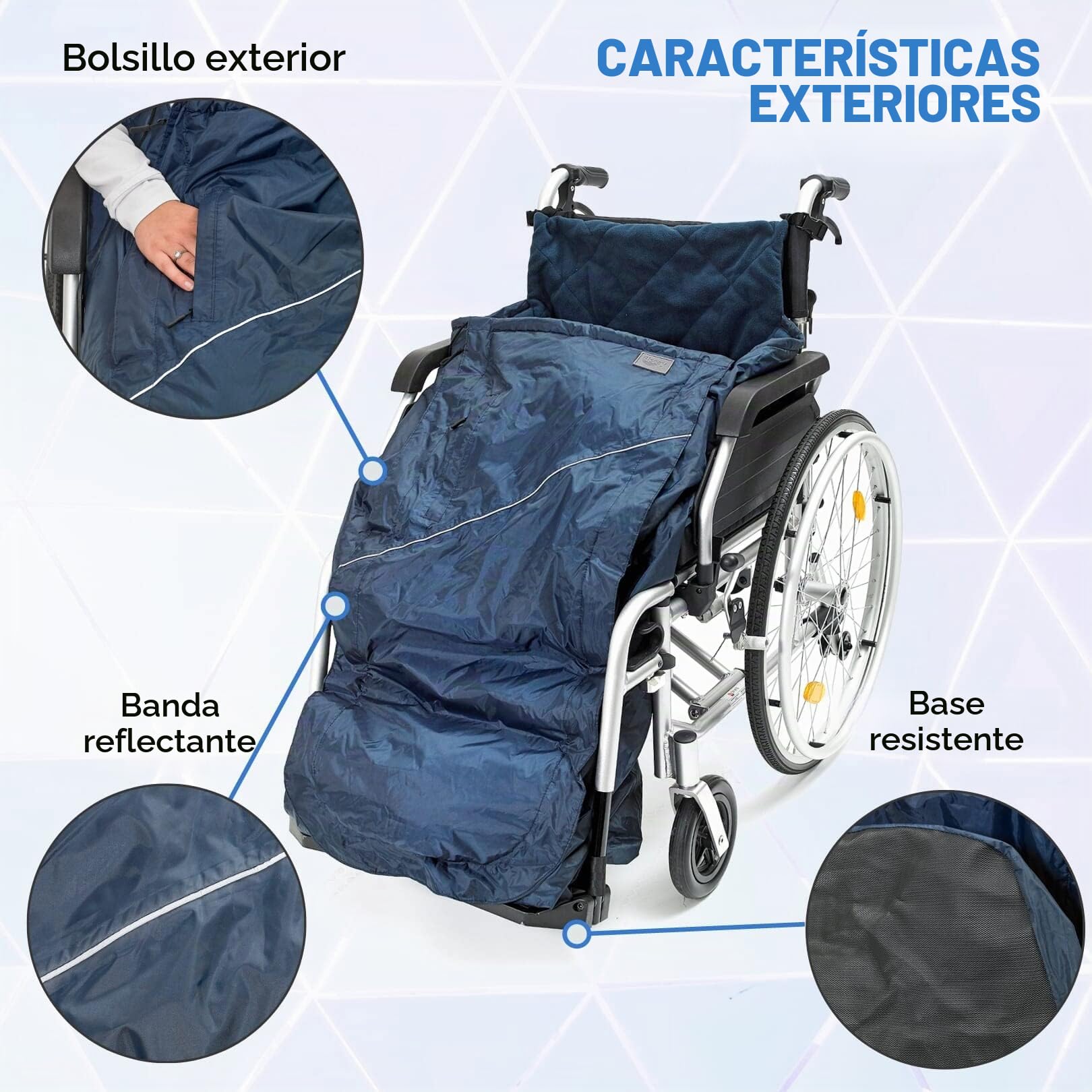 Biscay Manta para Silla de Ruedas Deluxe - XL | Impermeable Acolchado con Forro de Polar Apertura con Cremallera Lazos Ajustables con Hebilla Protección contra los Elementos para Silla de Ruedas