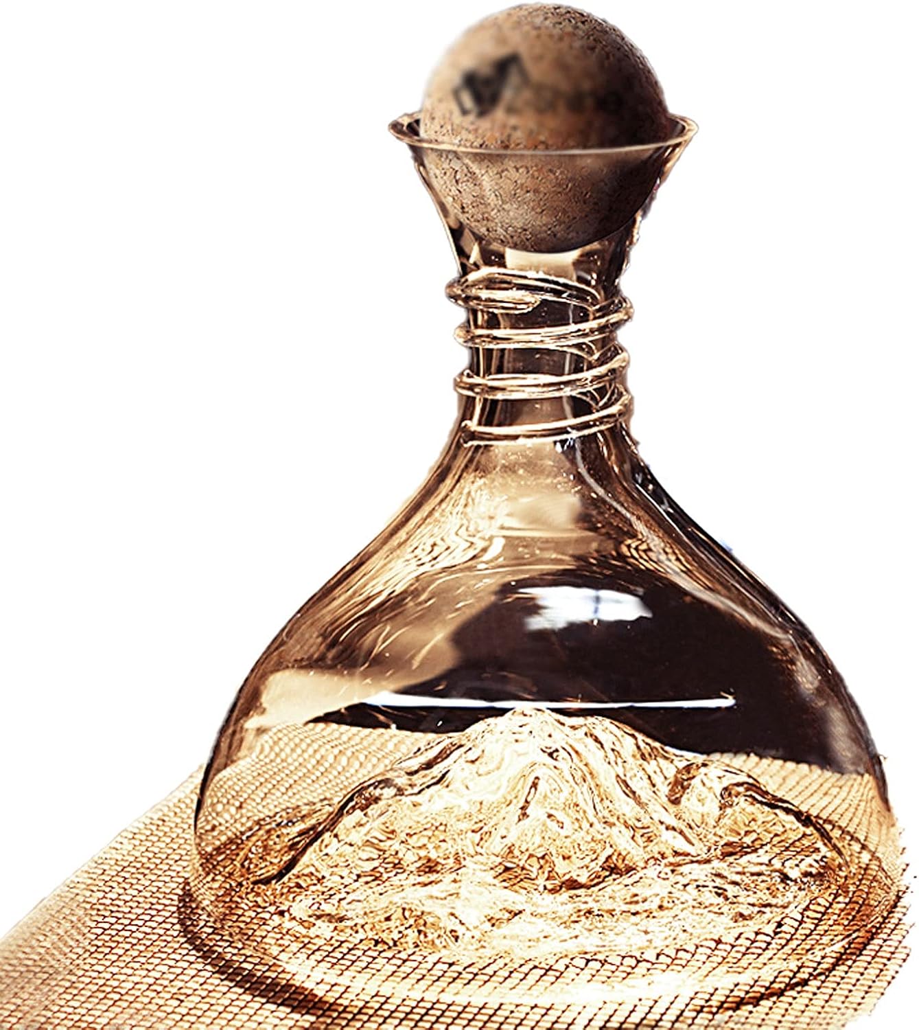 Decanter Crystal Glass Decanter 63oz with Cork Lid for