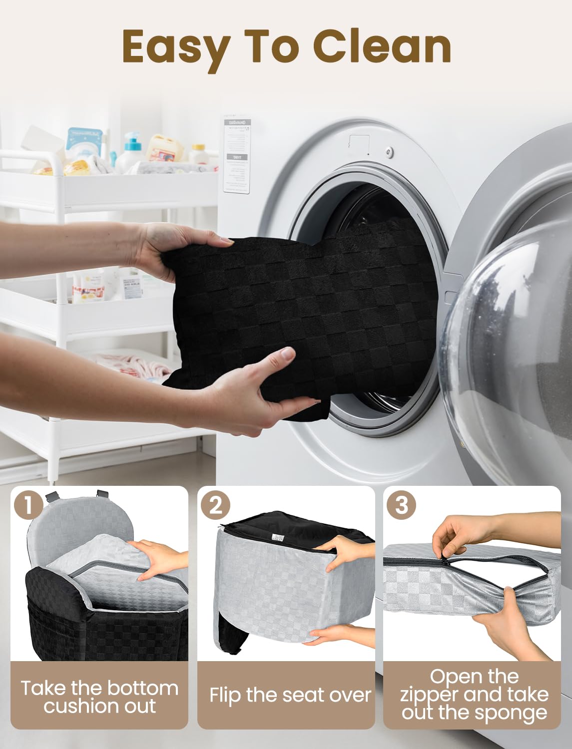 Dog Car Seat for Small/Medium Dogs Up to 35 lbs, Elevated Memory Foam Dog Booster Seat with 2 Safety Belts, Travel Safety Pet Car Seat with Detachable Washable Cover and Storage Pockets (Black/Grey) - image 7