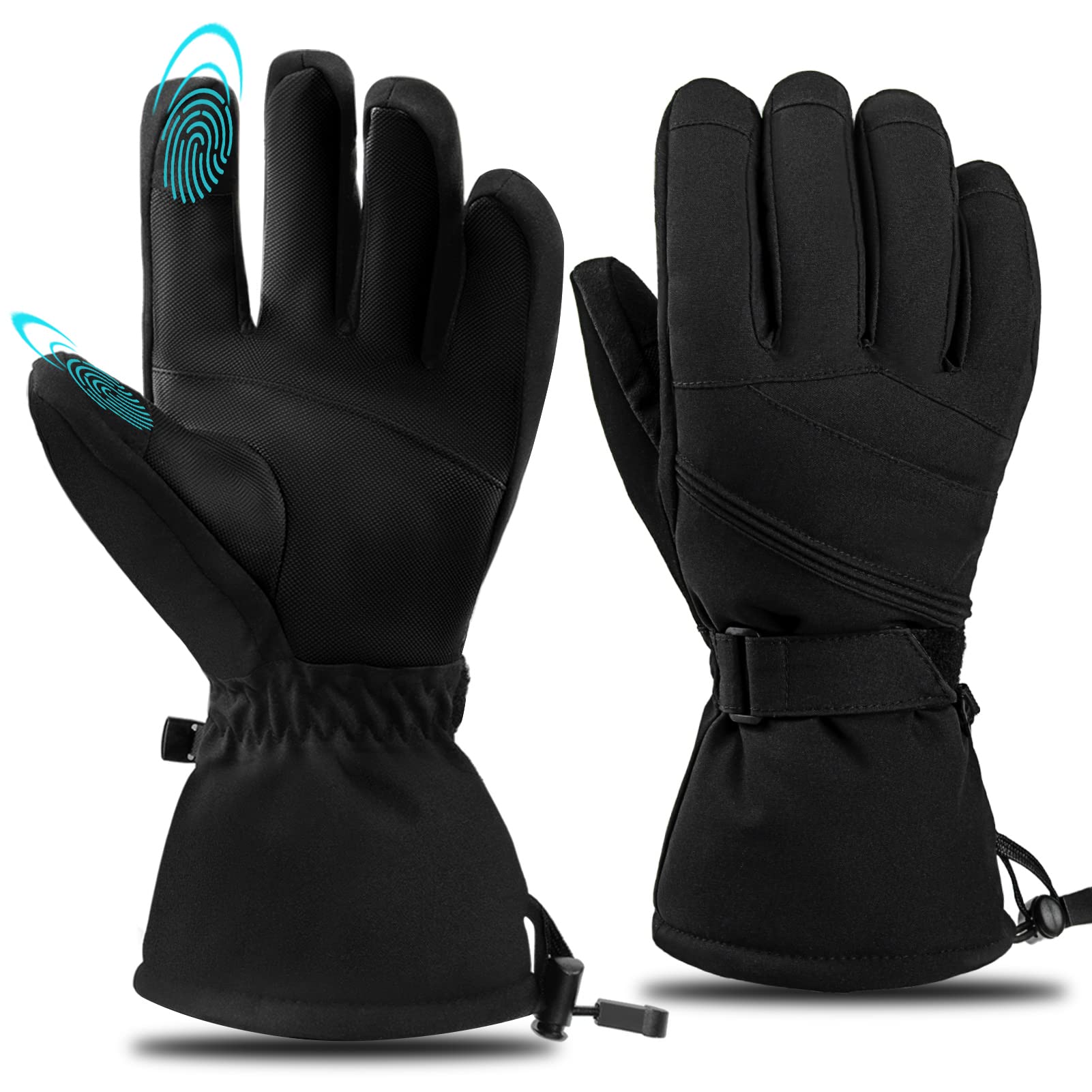 Winter Ski Gloves for Men Women, Waterproof Touchscreen Snow Gloves, Warm Snowboard Gloves for Cold Weather Skiing, Large.