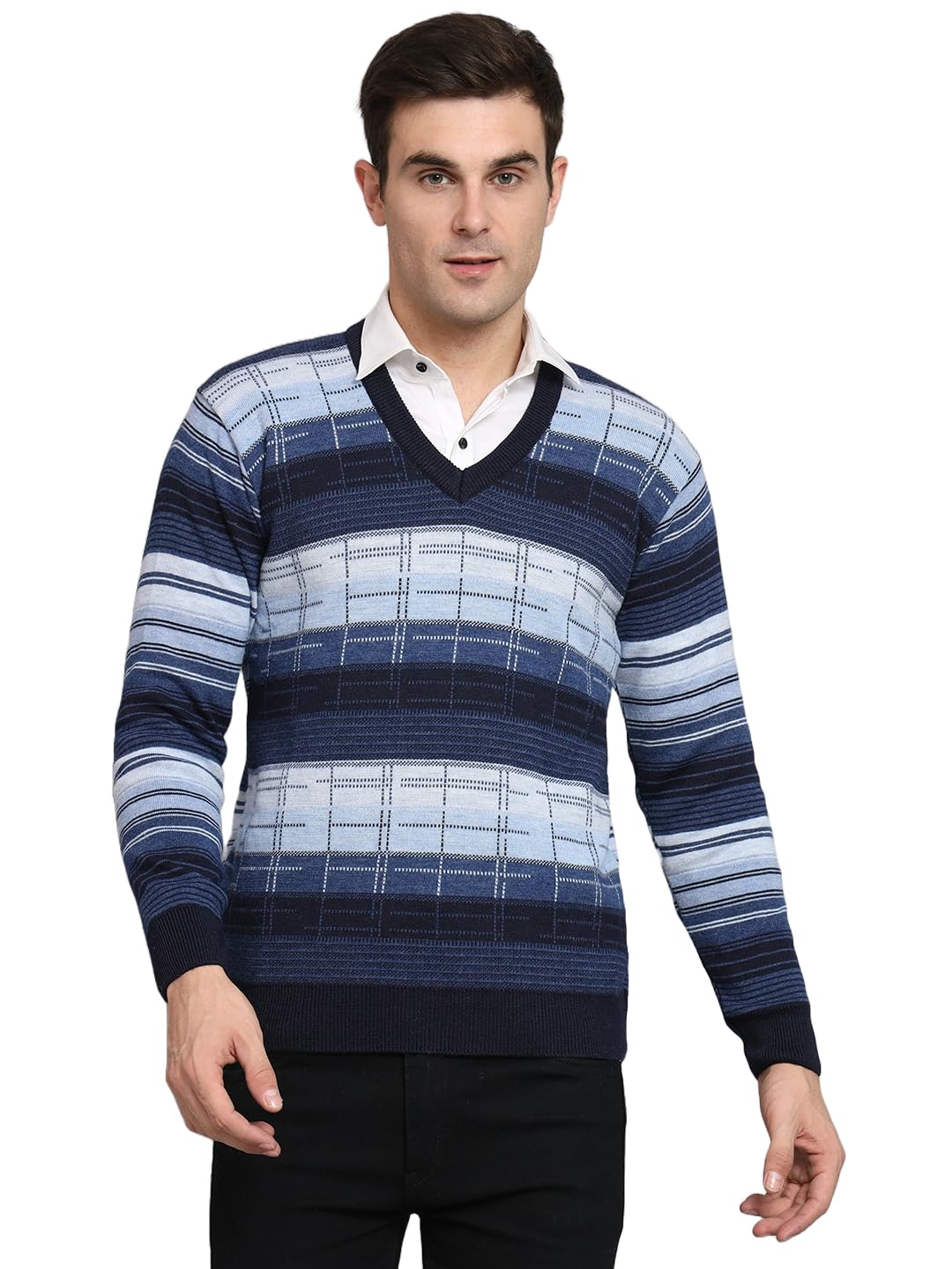 Men's Winterwear Woolen Striped Cardigans Sweaters (4051_eK)