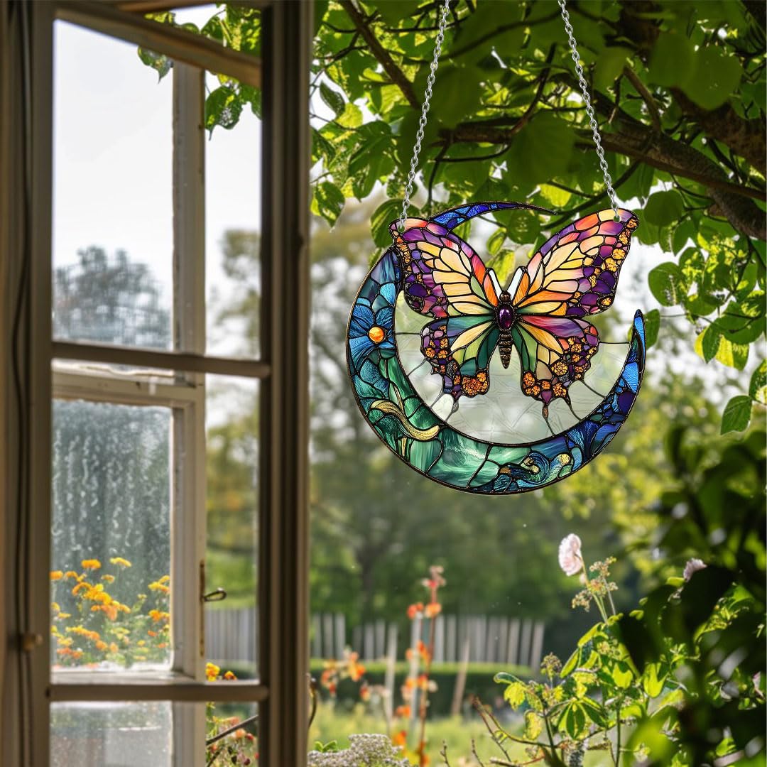 Multicolor Large Butterfly Sun Catcher Butterflies Stained Attrape Soleil Animal Suncatcher Window Hanging Decoration for Home Garden Decor Gift - Image 3