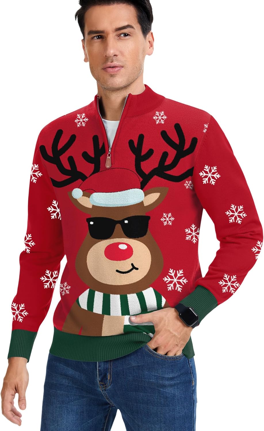 iWoo Men's Quarter Zip Sweaters Slim Fit Long Sleeve Knitted Pullover Mock Neck Business Casual Dress Sweater - Image 2