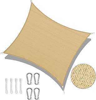 Sun Shade Sails 10’X10' Rectangle Sun Shade Sail UV Block Canopy Waterproof SunShade Sail for Yard Patio Lawn Garden Outdoor Carport Swimming Pool Pergola and Outdoor Activities 2023 Upgraded (10’X10', Creamy Yellow)