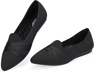 BEJINASH Loafer Flats for Women Pointed Toe Ballet Flats with Bow Comfortable Knit Casual Dressy Flat Shoes for Office/Date/Travel