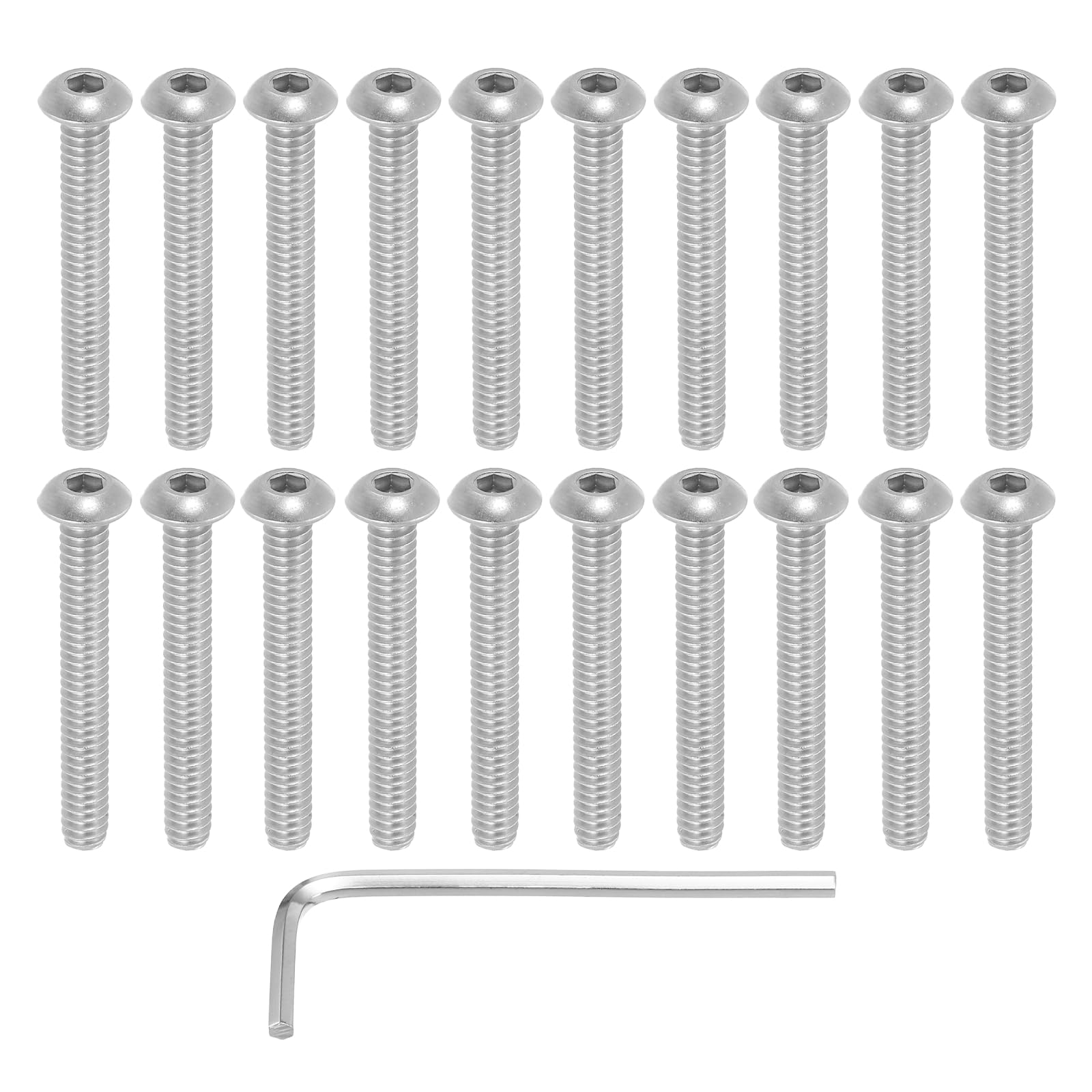 M METERXITY 20 Pack #10 24 x 1-1/2" Button Head Socket Cap Bolts Screws, 304 Stainless Steel 18-8 Bolts with Hex Spanner Socket Head Screws for DIY, Furniture, Water Pump, Light Fixture,Silver