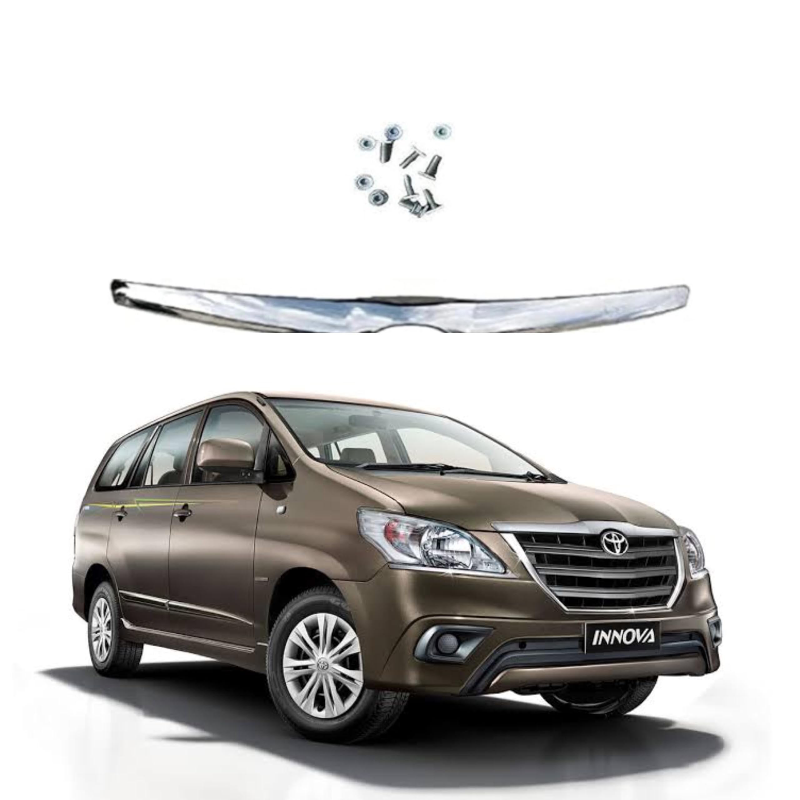 SNTP Chrome Front Grill Cover Bonnet Munch/Garnish for Toyota Innova Type-3 and 4 (2013-2015)