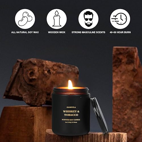 Miniatura 9 de olorvela Velas para hombres, velas perfumadas para el hogar, regalos para mujeres y hombres, 8 onzas, 50 horas de tiempo de combustión, velas de