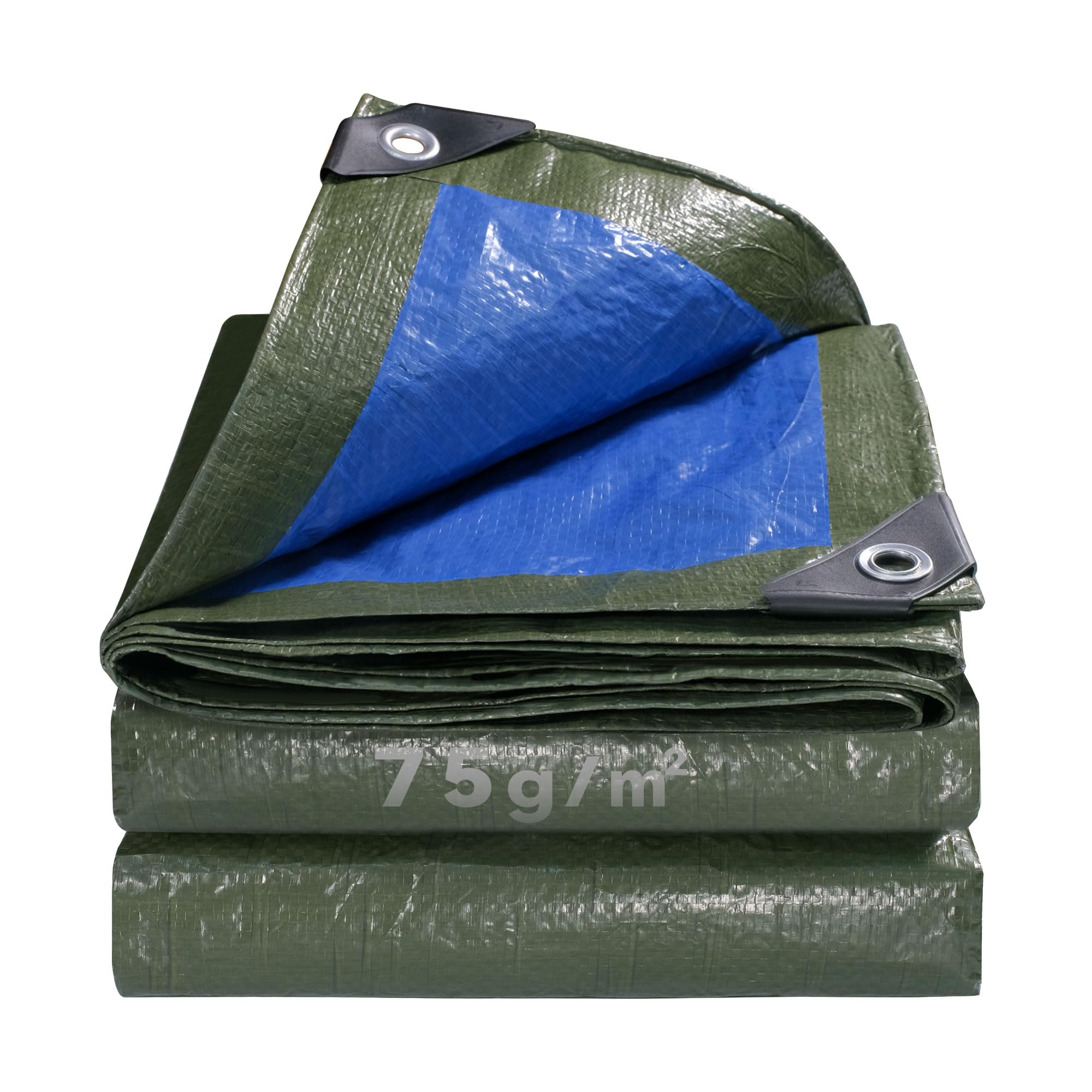 Telone blu 6x10m，75g/㎡ telo impermeabile esterno verde/blu,di plastica multifunzione anti-strappo UV con foro occhio coperchio,adatta per campeggio,giardino,legno,Copertina per furgone