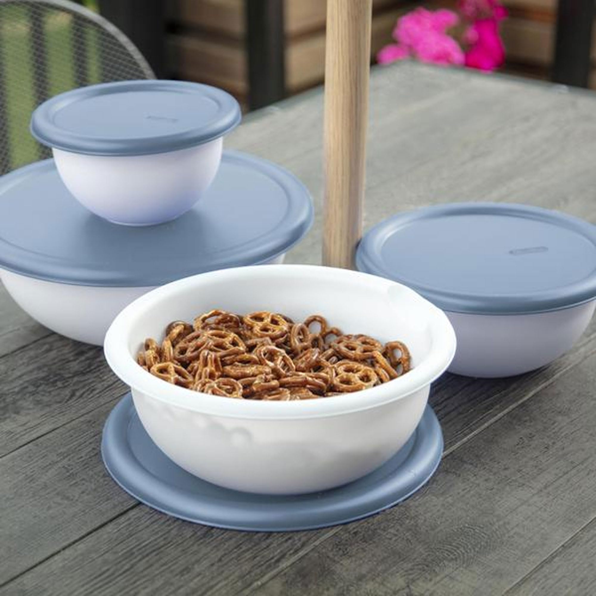 Sterilite 49oz Plastic Mixing Bowls – Set Of 2, Lite Blue Gray, BPA-Free, Dishwasher & Microwave Safe, Made In USA