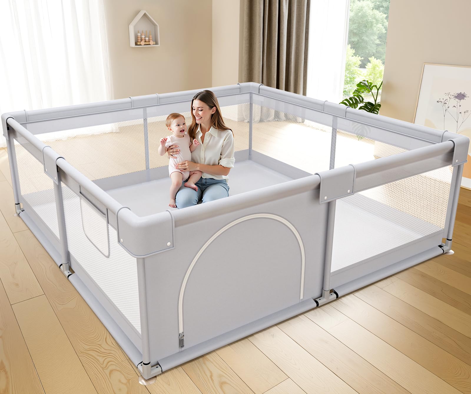 Fodoss Baby Playpen, 47x47 in Small Play Pen,Toddler Playpen for Apartment,Play Yard,Activity Fence, Extra Large Baby Playard