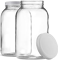 Paksh Novelty 1 Gallon Glass Mason Jars with Airtight Lids - 2 Pack, BPA-Free Wide Mouth for Fermenting, Canning, Storage