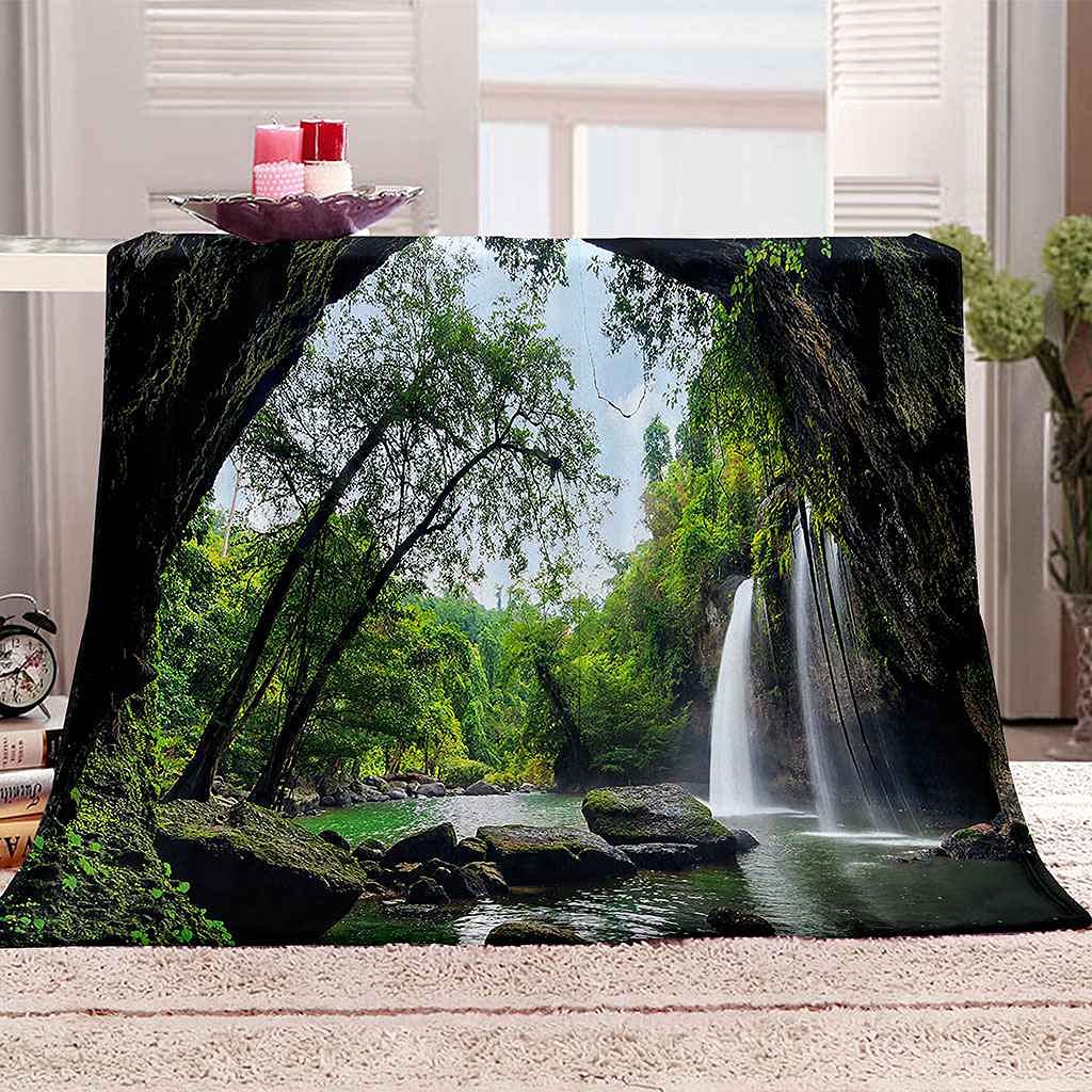 Couverture polaire impression 3D paysage nature idée cadeau maison