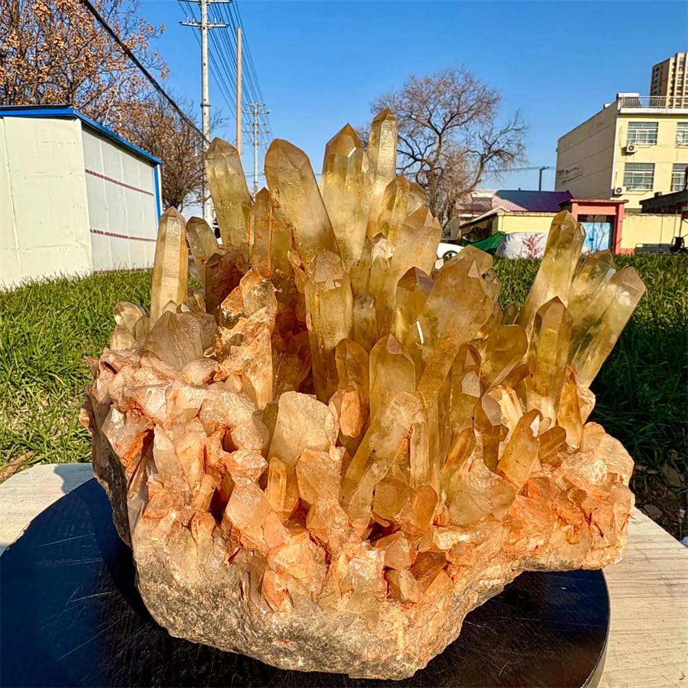 1 Pierre de Restauration en amas de Cristaux de Quartz Jaune 410-500 g Cristal Naturel Brut