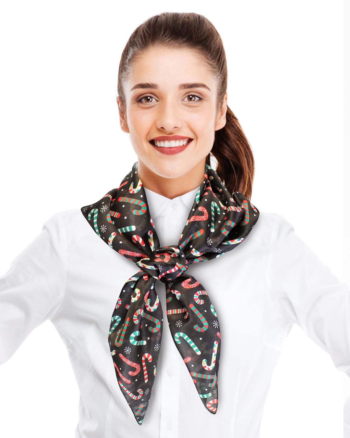 CBC Crown Women's Lightweight Soft Silk Feeling Christmas, Poinsettia, Snowman Scarf 13" x 70", 21" x 21", or 35" x 35" - Image 2