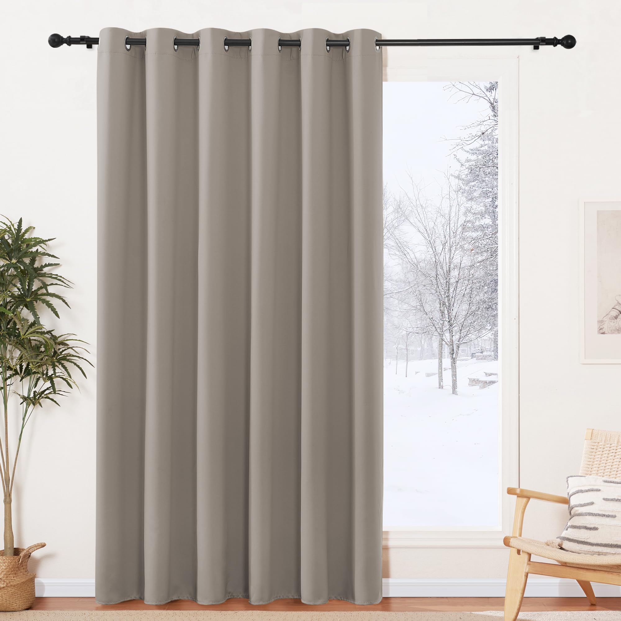 PONY DANCE Tenda Oscurante da Interno Soggiorno con Anelli Divisorie per Armadio Aperto Curtain Termiche Isolanti per Camera da Letto 1 Pezzo L 200 x A 210 cm, Sabbia