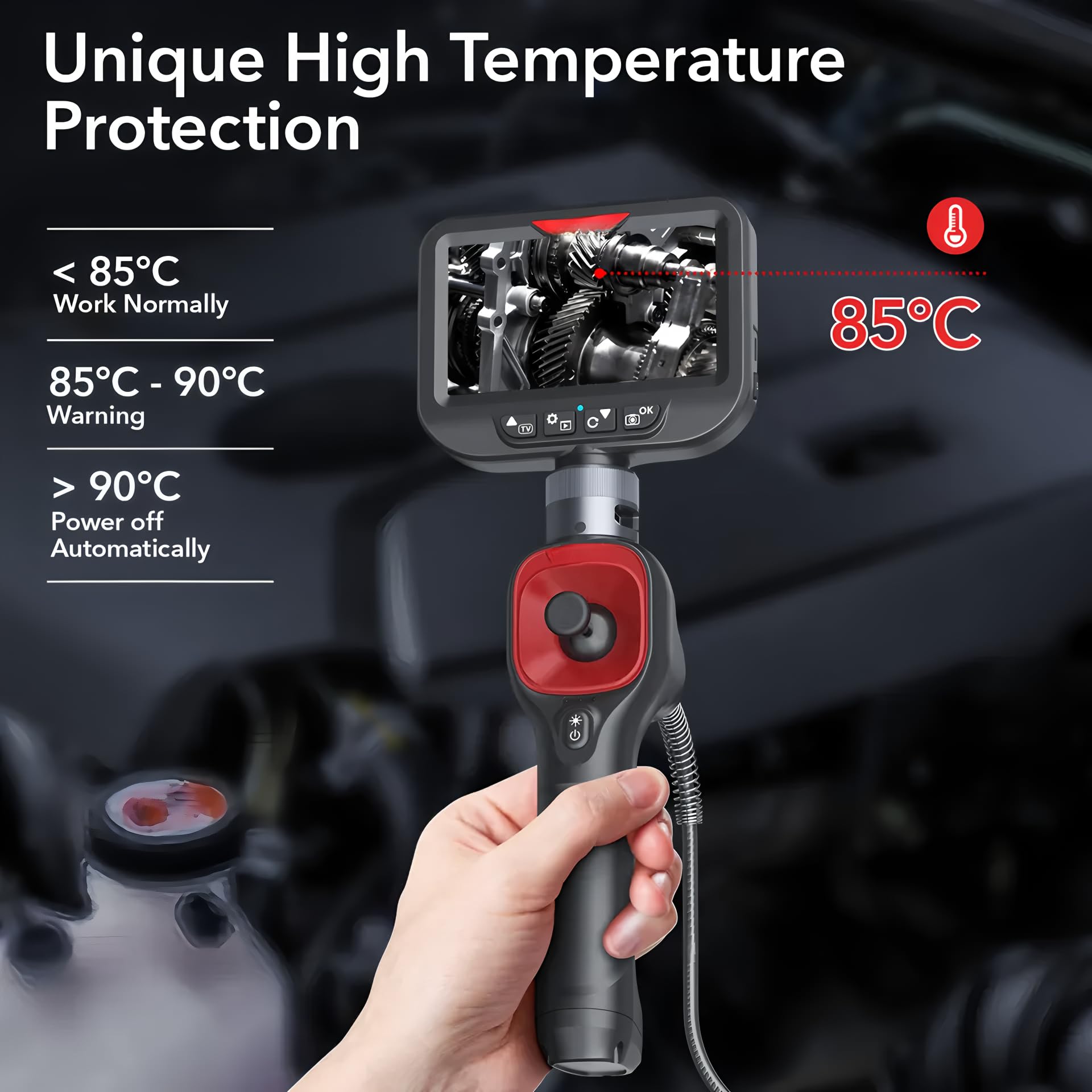 Fotocamera ispettiva 1080P con doppia lente da 6,2 mm e 2M, borescopio endoscopico impermeabile IP67 per l'ispezione di tubazioni, scarichi e muri