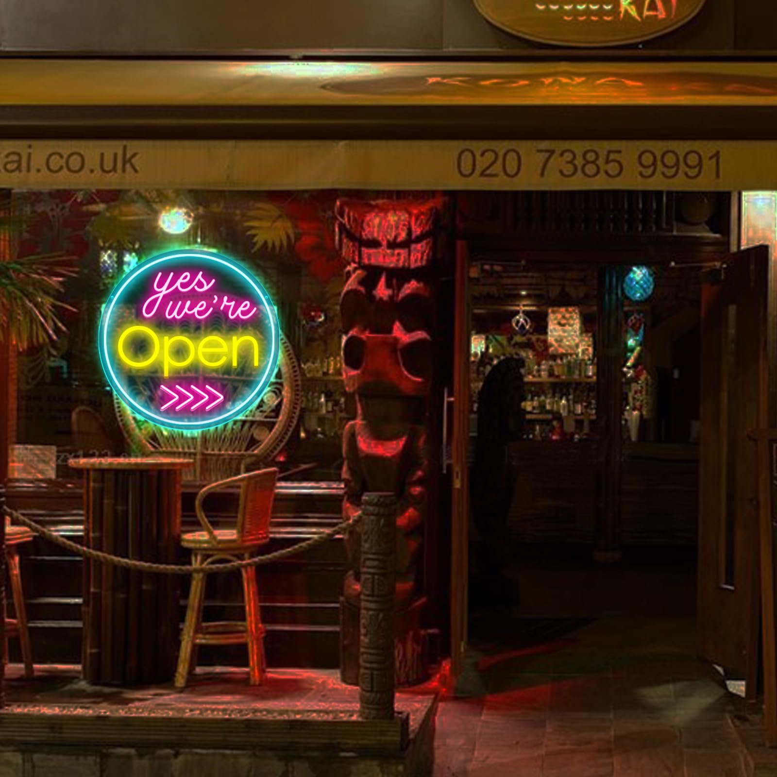 Yes We Are Open Neon Sign Dimmable Sign Led Open Neon Wall Decor USB Powered Illuminated Business Sign for Business Gift Shop Restaurant Bar Salon Cafe Club Store(14.96"*14.96") - Image 2