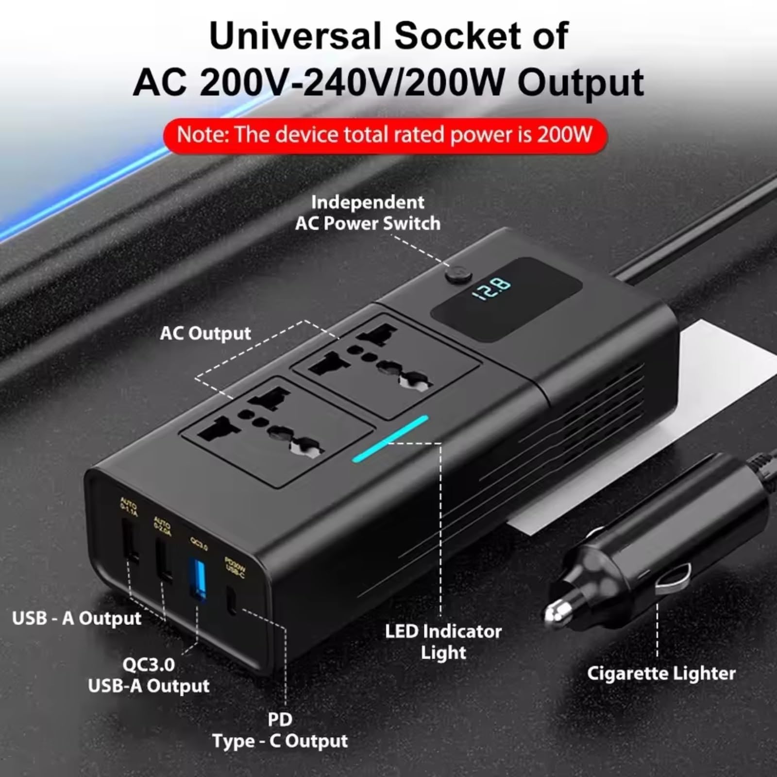 Inverter Onda Pura Inverter Auto 220v Convertitore Di Potenza Da 12 A 220 Volt 200 W Veicoli A 12 V Convertitore