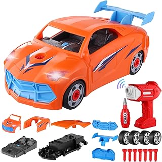 Take Apart Racing Car Toys- Build Your Own STEM Car with Drill& Remote Control- Toy Car Repair with Sounds & Lights- Car kit for kids 3 4 5 Years Old