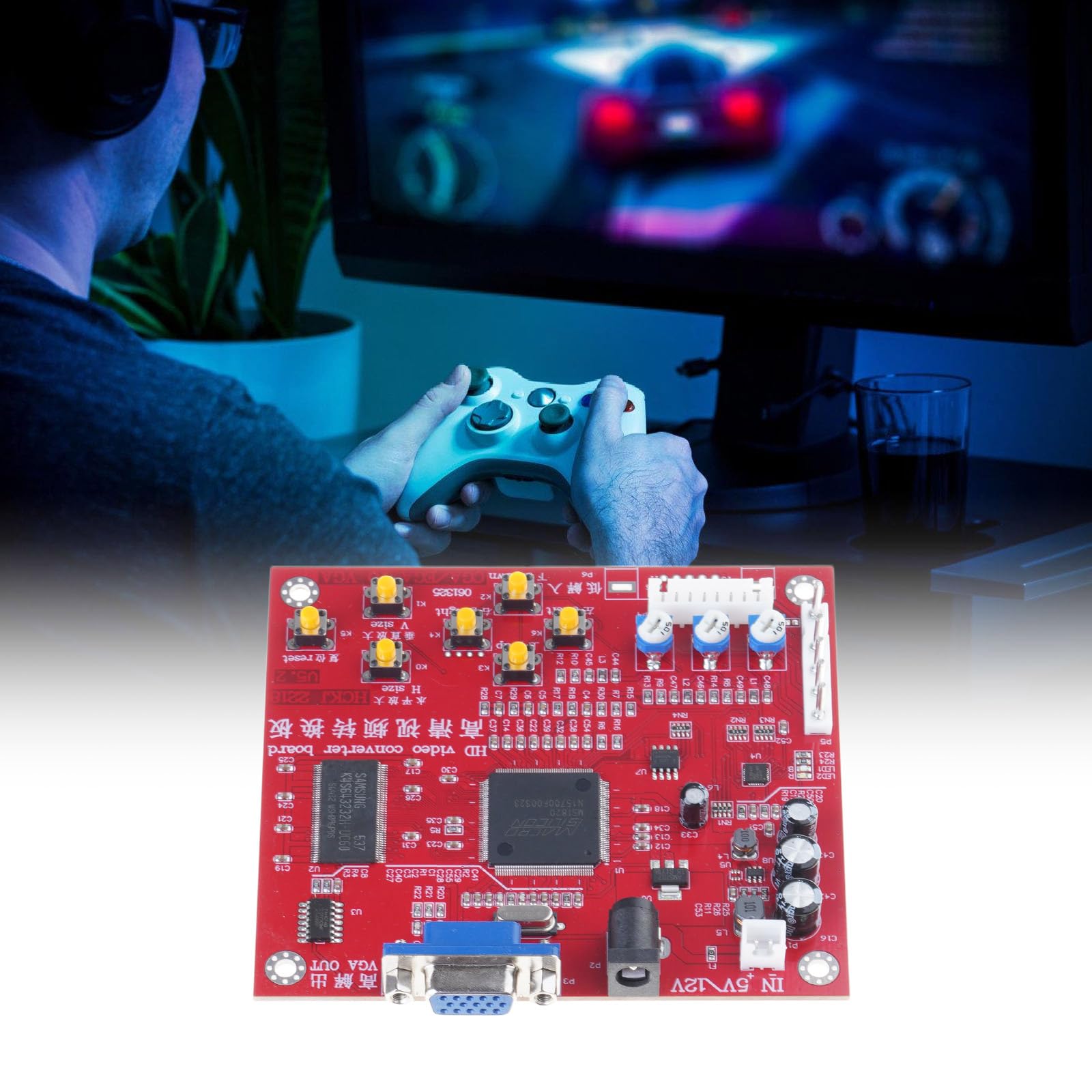 Accessori da gioco Console Convertitore per videogiochi Scansione automatica Segnali di gioco Gioco RGBS/CGA a VGA Converter RGBS a VGA