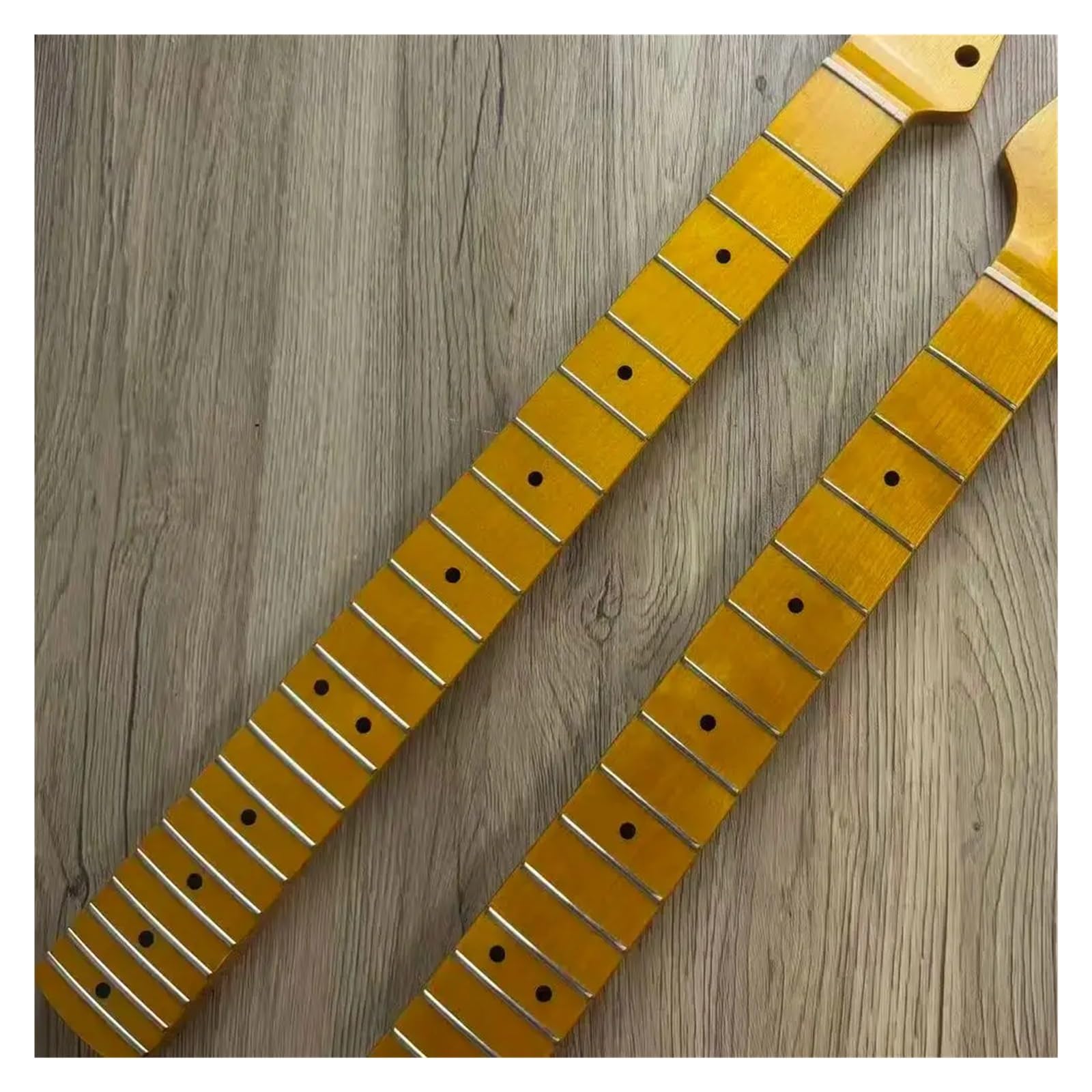 Linkshänder-Ersatzhals for ST-Gitarre, 21 Bünde, Ahornbrett, glänzendes gelbliches Finish