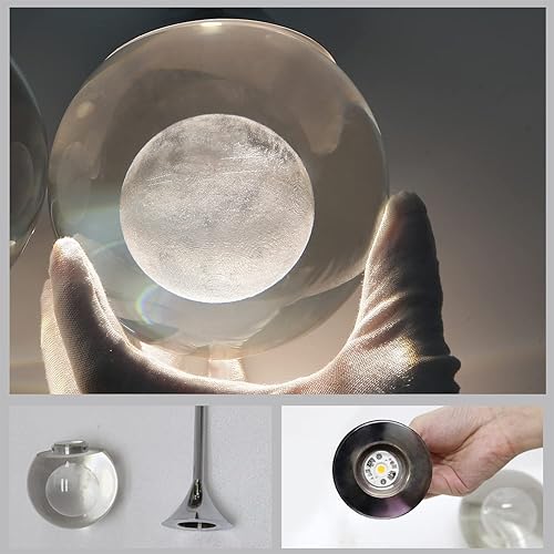 Miniatura 6 de Lámpara colgante de cristal, moderna lámpara colgante de luna, 5 W, 1 luz, mini iluminación colgante para cocina, isla, dormitorio, sala de estar,
