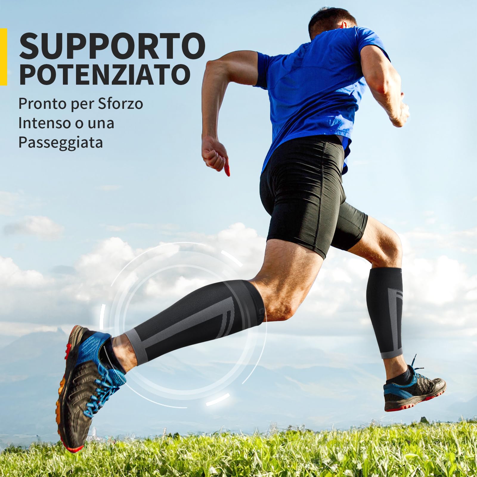CAMBIVO Polpaccera Compressione Uomo Donna x2, Calze Compressione Graduata, Gambaletti Compressione, Calze Elastiche Contenitive per Sport, Calcio, Corsa, Ciclismo, Circolazione Gambe, Vene Varicose
