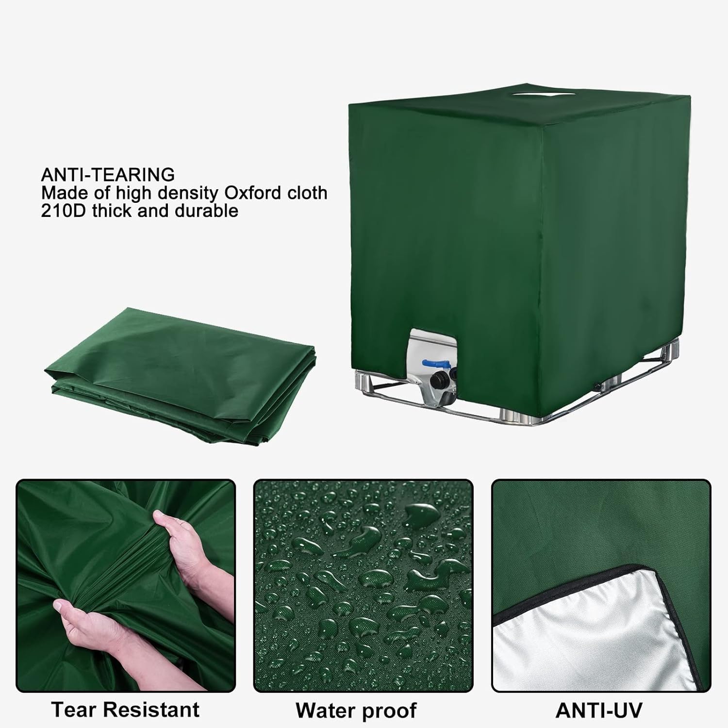 Housse De Réservoir IBC 1000 L - Protection Thermique Anti-gel Et UV - Tissu Oxford épais Avec Doublure Coton - 3