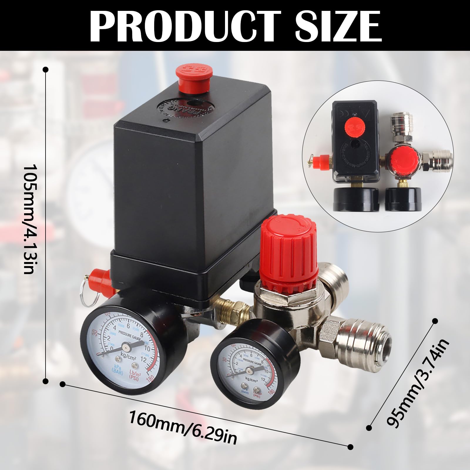 Regulador de Presión, Compresor de Aire Interruptor de Presión Compresor Adecuado Para Aplicaciones Que Incluyen Automatización Pintura En Aerosol Herramientas Neumáticas