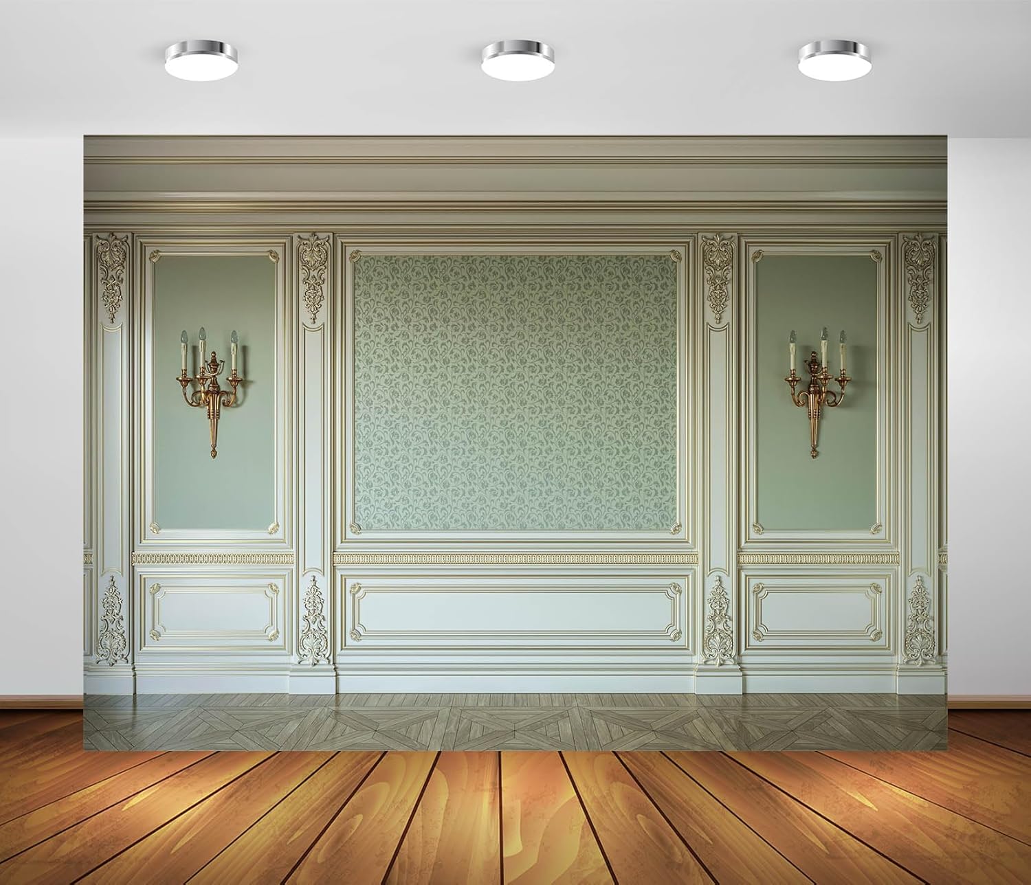 15x10ft Fabric Vintage Room Inside Backdrop European Frame Wall Castle House Photo Background Empty Room Backdrop Classic Photo Studio Props