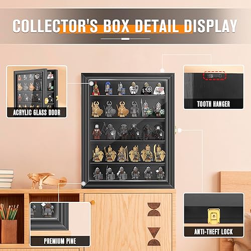 Miniatura 3 de Miniatura vitrina, vitrina miniatura para objetos pequeños de Lego, exhibición de coleccionables, mini figuragabinete de montaje en pared con puerta