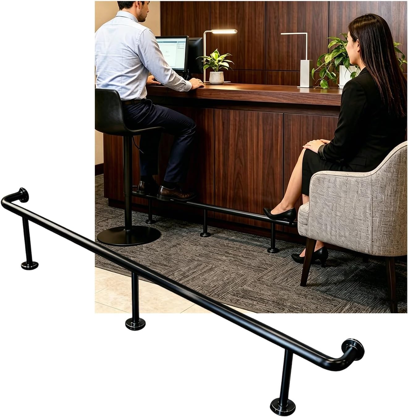 Epano Black Lxxw Bar Foot Rail Bar Foot Rail Wall Mounted Kit Indoor Bars Feet Rails For Restaurant Kitchen Library(Schwarz,2.0M/6.56Ft)
