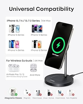 Anker Wireless Charging Stand, MagGo 2-in-1 Stand, Qi2 Certified Anker Wireless Charging Stand, MagGo 2-in-1 Stand, Qi2 Certified