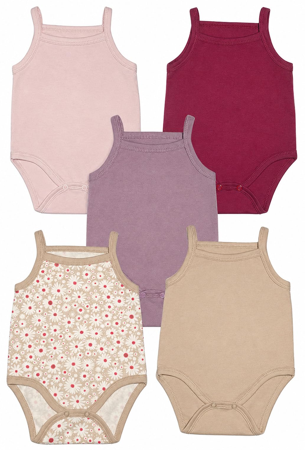 SET 2 5er Pack Beige Blumen Rosa