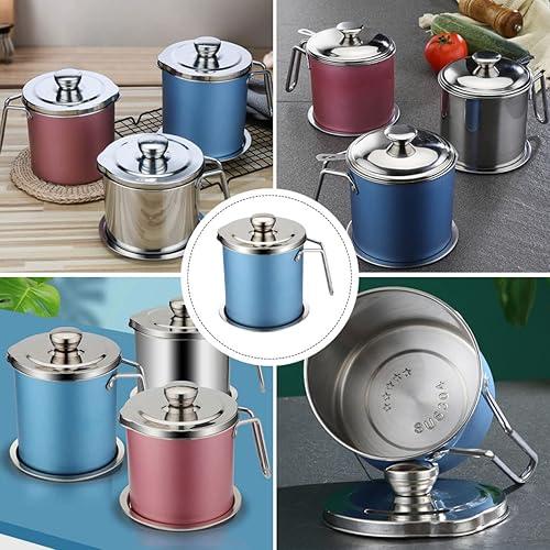 Miniatura 8 de Alipis Contenedor de acero inoxidable fino con mango de fácil almacenamiento, con malla L, contenedor de acero inoxidable con lata de cocinar, tapa