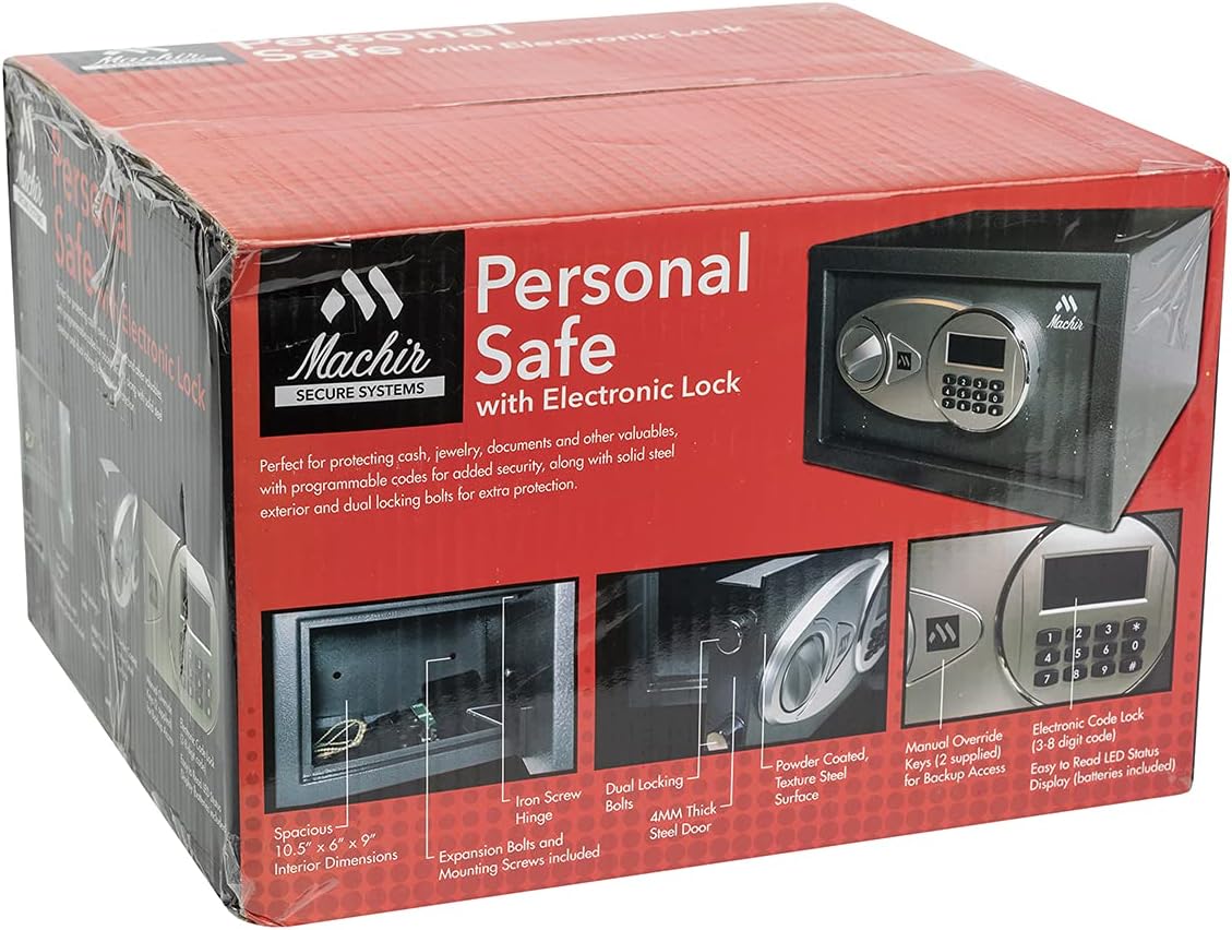 Machir Personal Electronic Steel Safe with Digital Keypad (Batteries Included) - - 